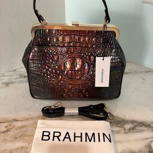Brahmin Emmy Satchel black pearl bag rainbow  iridescent bag purse handbag